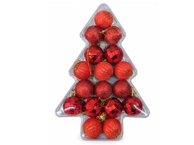 Pack 17 esferas Navidad estuche arbolito ROJAS